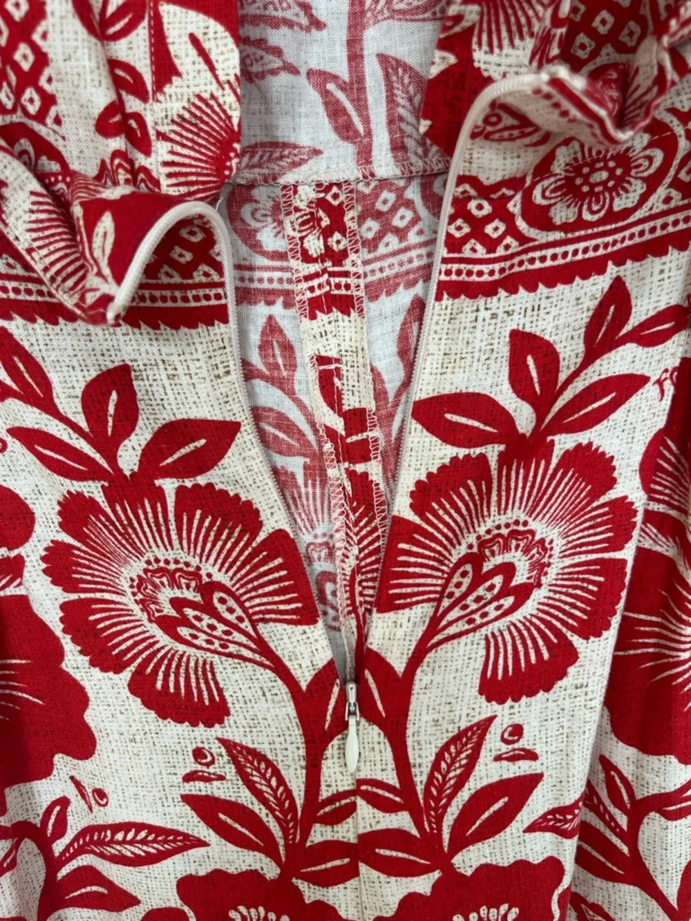 Farm Rio Floral Red & Cream Women's Jumpsuit - Picture 5 of 10